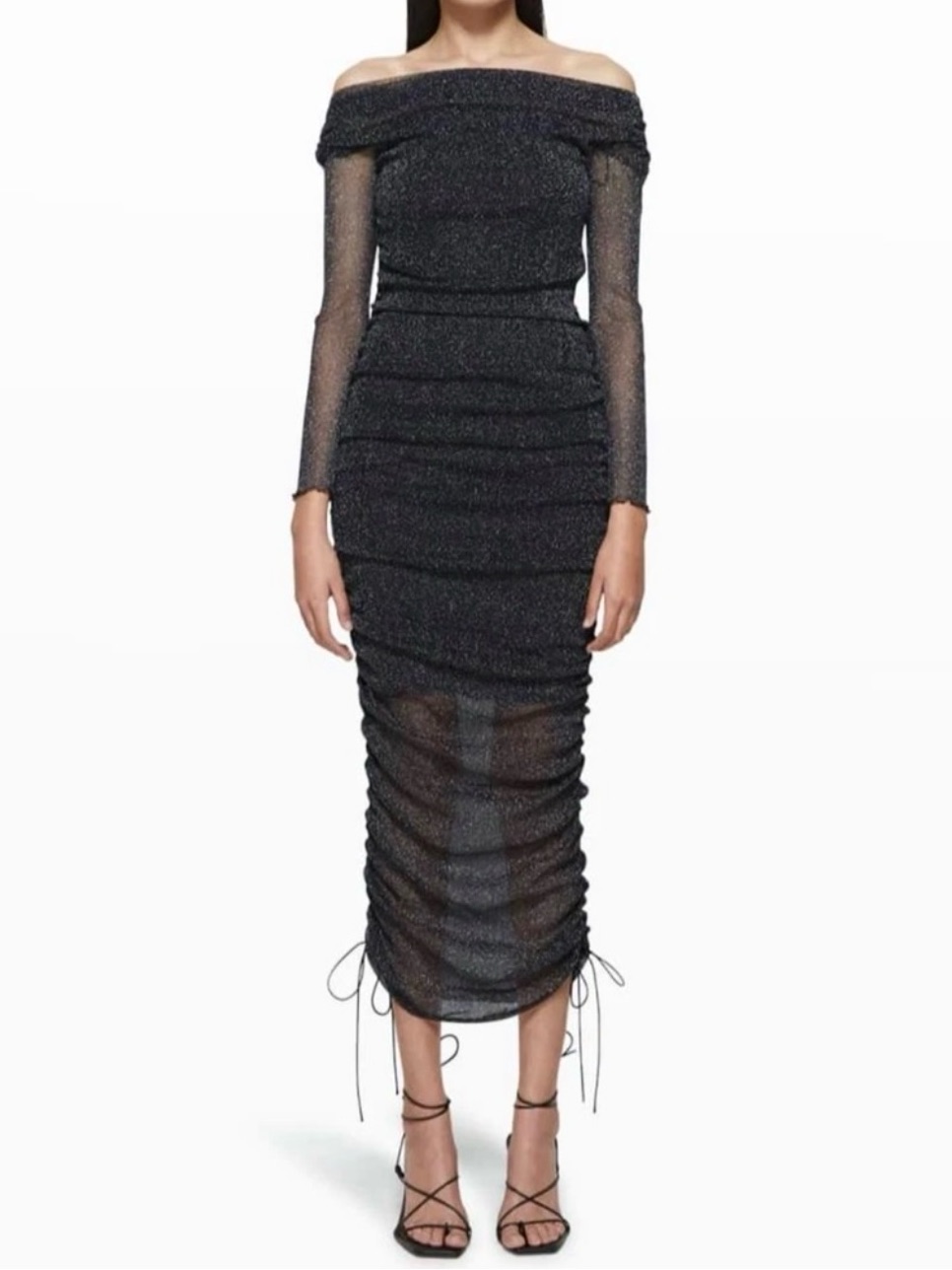 Jonathan Simkhai Standard Alyssa Shimmer Tulle Dress New Size S Black Metallic